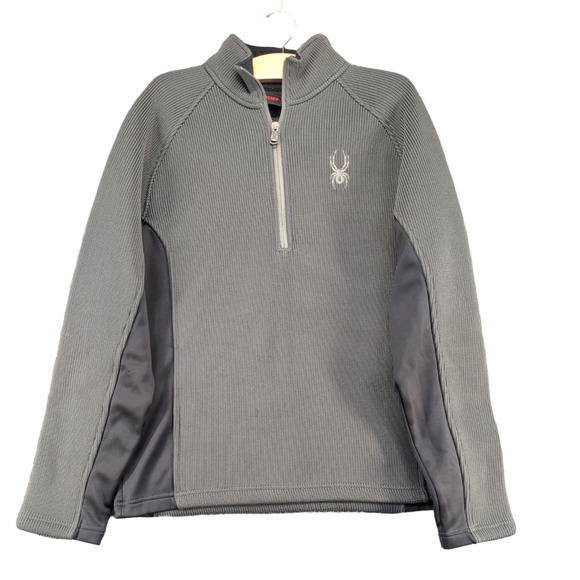 Spyder Men's 1/4 Zip Pullover Gray Medium Raglan Sleeve Mock Neck - Picture 1 of 15
